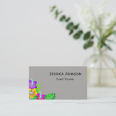 Chic Floral Border Monogram Visitenkarte (Stehend Vorderseite)