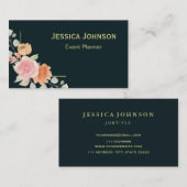 Chic Floral Border Monogram Visitenkarte (Vorne/Hinten)