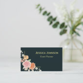 Chic Floral Border Monogram Visitenkarte (Stehend Vorderseite)