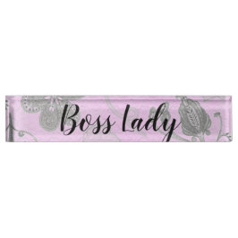 Chic Floral "Boss Lady" Namensplakette