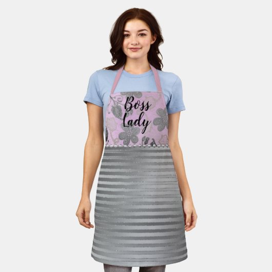 Chic Floral "Boss Lady" Schürze (Getragen)