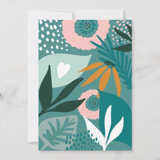 Chic Floral Botanical Bird Baby Dusche Einladung (Rückseite)