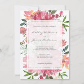 Chic Floral Botanical Boho Pink Peony Wedding Einladung (Vorderseite)