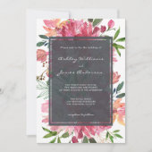 Chic Floral Botanical Boho Pink Peony Wedding Einladung (Vorderseite)