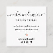 Chic Floral Botanical Garden Open Envelope Design Quadratische Visitenkarte (Rückseite)