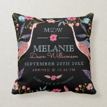 Chic Floral Botanical Stork Birds Baby Birth Stats