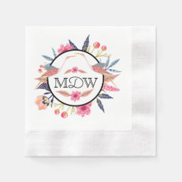 Chic Floral Botanical Stork Birds Baby Dusche Serviette