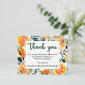 Chic floral Botanical Watercolor Gedenkfeier Dankeskarte (Stehend Vorderseite)