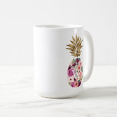 Chic Floral Botanical Watercolor Golden Pineapa Kaffeetasse (VorderseiteRechts)