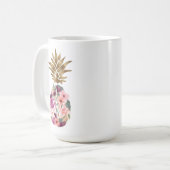 Chic Floral Botanical Watercolor Golden Pineapa Kaffeetasse (Vorderseite Links)