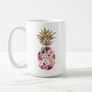 Chic Floral Botanical Watercolor Golden Pineapa Kaffeetasse