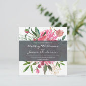 Chic Floral Botanical Wedding Einladung | Platz (Stehend Vorderseite)