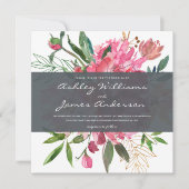 Chic Floral Botanical Wedding Einladung | Platz (Vorderseite)
