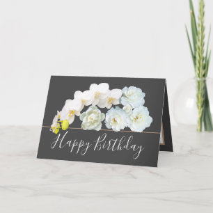 Chic Floral Bouquet Rose & Orchid Blume Geburtstag Karte
