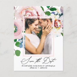 Chic Floral Bouquet und Frame Save the Date Einladungspostkarte