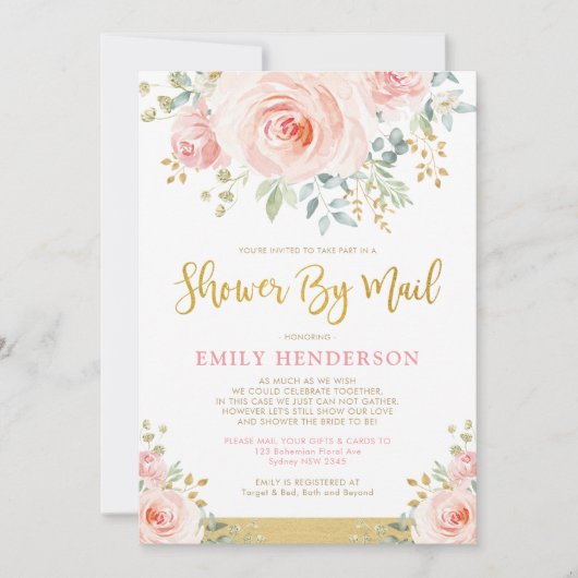 Chic Floral Brautparty By Mail Quarantine Party Einladung (Vorderseite)