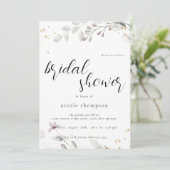 Chic Floral Bridal Shower Invitation Minimal Einladung (Stehend Vorderseite)