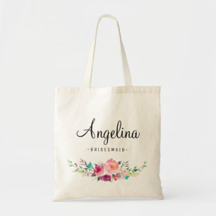Chic Floral Bridesmaid Personalisiert Tragetasche