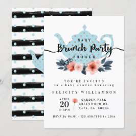 Chic Floral Bunch Party Boy Baby Dusche Einladung