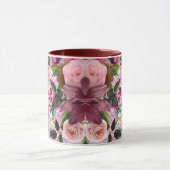 Chic floral Burgundy rosa lila Glitzer Monogramm Tasse (Zentrum)