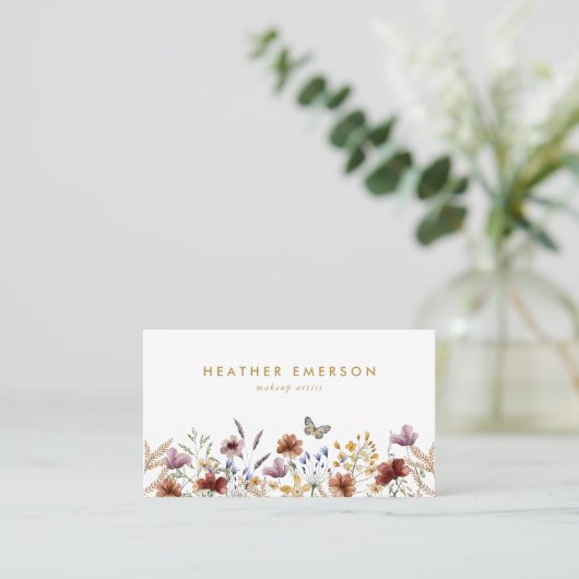 Chic Floral Business Card Visitenkarte (Stehend Vorderseite)