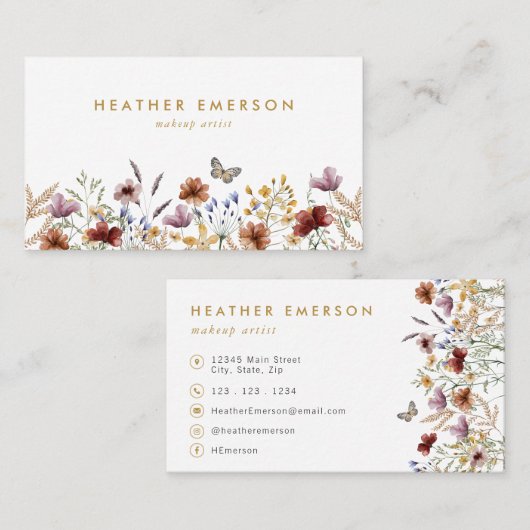 Chic Floral Business Card Visitenkarte (Vorne/Hinten)