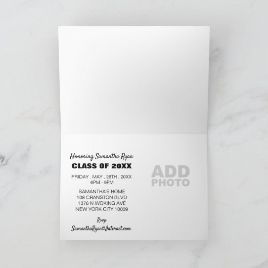 Chic Floral Cap, Foto Graduation Party Einladung (Innenseite)