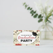 Chic Floral Cap, Graduiertenparty Ticket Einladung (Stehend Vorderseite)