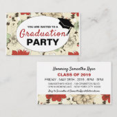 Chic Floral Cap, Graduiertenparty Ticket Einladung (Vorne/Hinten)