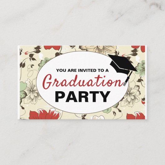 Chic Floral Cap, Graduiertenparty Ticket Einladung (Vorderseite)