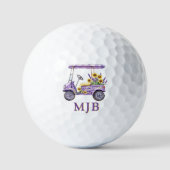 Chic Floral Cart Personalized 3 Initial Monogram Golfball (Vorderseite)