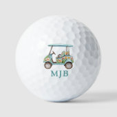 Chic Floral Cart Personalized 3 Initial Monogram Golfball (Vorderseite)
