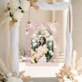 Chic Floral Celestial Moon Stars Photo Quinceanera Acrylschild