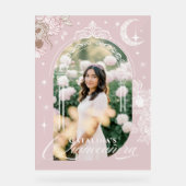 Chic Floral Celestial Moon Stars Photo Quinceanera Acrylschild (Vorderseite)