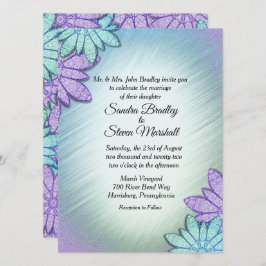 Chic Floral Color Combo Wedding Einladung