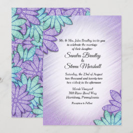 Chic Floral Color Combo Wedding Einladung