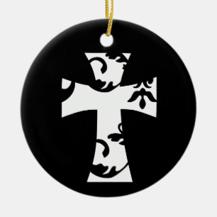 CHIC FLORAL CROSS DESIGN KERAMIKORNAMENT