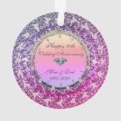 Chic Floral Diamond 50. Hochzeitstag Ornament (Rückseite)