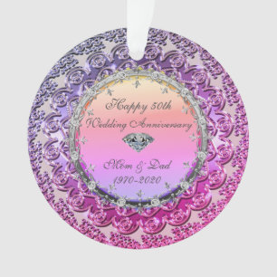 Chic Floral Diamond 50. Hochzeitstag Ornament