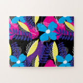 Chic Floral & Dot Muster mit Blätter Puzzle (Horizontal)