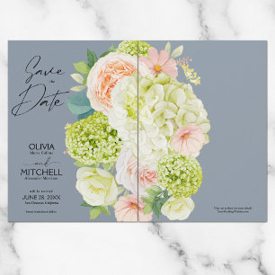 Chic Floral Dusty Blue Wedding Save The Date