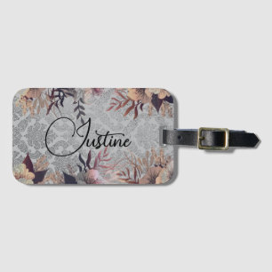 Chic Floral Elegante Damask Personalisiert Gepäckanhänger