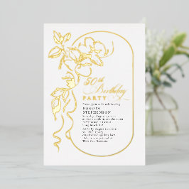 Chic Floral Elegante Modernes Geburtstag Gold Folieneinladung