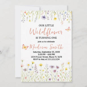 Chic Floral Erster Geburtstag Einladung
