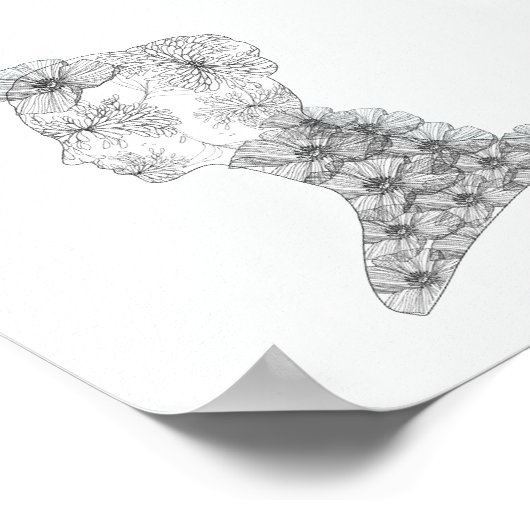 Chic Floral Face Illustration Mode Poster (Ecke)