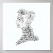 Chic Floral Face Illustration Mode Poster (Vorne)