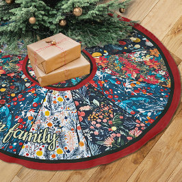 Chic Floral Faux Patchwork Christmas Tree custom Polyester Weihnachtsbaumdecke