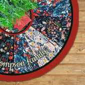 Chic Floral Faux Patchwork Christmas Tree custom Polyester Weihnachtsbaumdecke