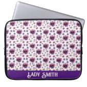 chic floral foliage purple blooming flowers laptopschutzhülle (Vorderseite)