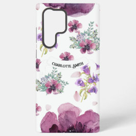 chic floral foliage purple blooming flowers samsung galaxy hülle